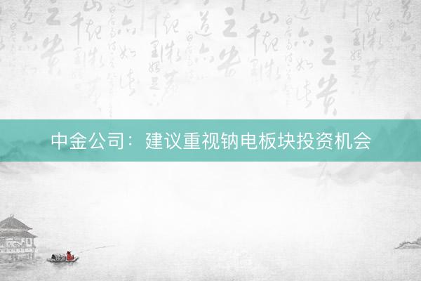 中金公司：建议重视钠电板块投资机会