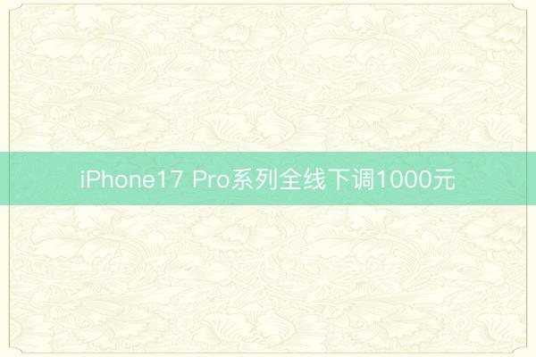 iPhone17 Pro系列全线下调1000元