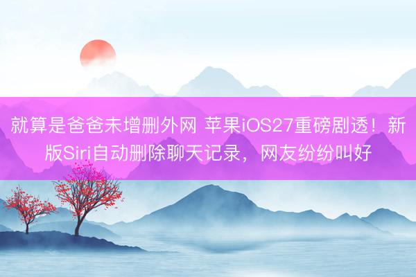 就算是爸爸未增删外网 苹果iOS27重磅剧透！新版Siri自动删除聊天记录，网友纷纷叫好