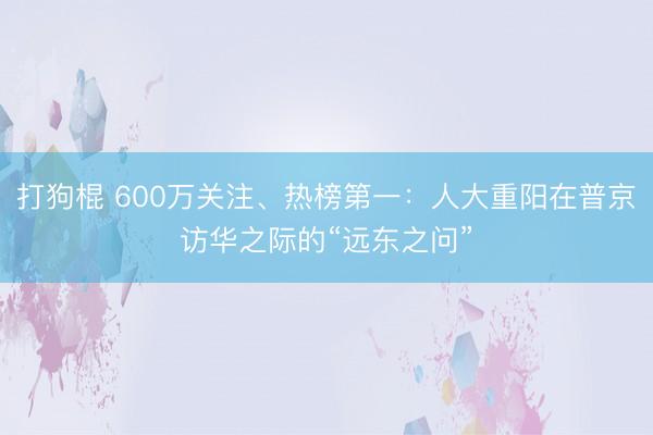 打狗棍 600万关注、热榜第一：人大重阳在普京访华之际的“远东之问”