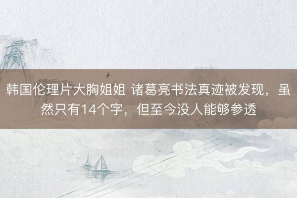 韩国伦理片大胸姐姐 诸葛亮书法真迹被发现，虽然只有14个字，但至今没人能够参透