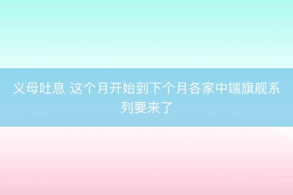 义母吐息 这个月开始到下个月各家中端旗舰系列要来了
