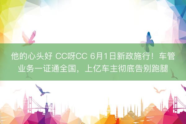 他的心头好 CC呀CC 6月1日新政施行！车管业务一证通全国，上亿车主彻底告别跑腿