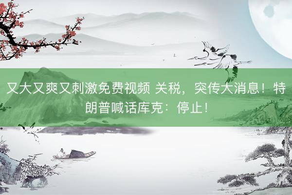又大又爽又刺激免费视频 关税,突传大消息!特朗普喊话库克:停止!