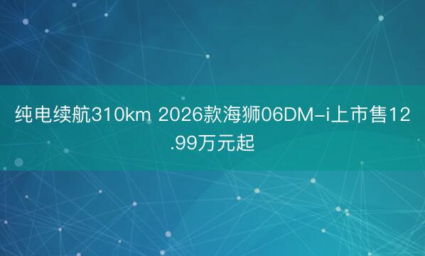 纯电续航310km 2026款海狮06DM-i上市售12.99万元起