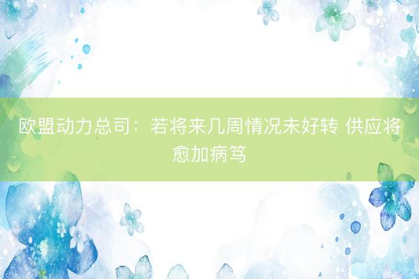 欧盟动力总司：若将来几周情况未好转 供应将愈加病笃