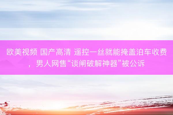 欧美视频 国产高清 遥控一丝就能掩盖泊车收费,男人网售“谈闸破解神器”被公诉