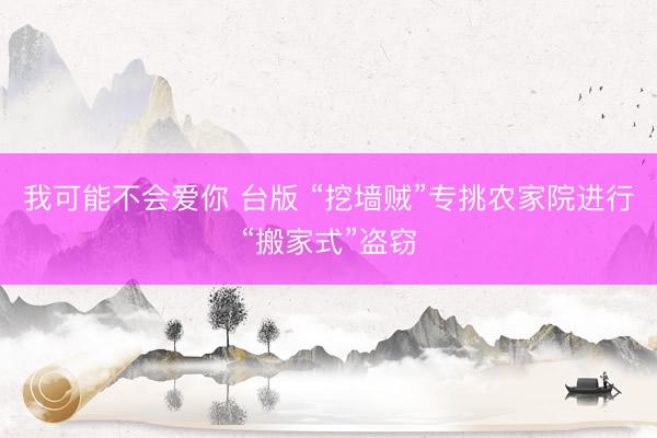 我可能不会爱你 台版 “挖墙贼”专挑农家院进行“搬家式”盗窃