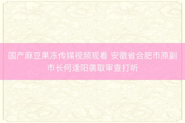 国产麻豆果冻传媒视频观看 安徽省合肥市原副市长何逢阳袭取审查打听