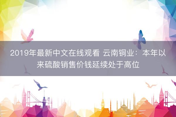 2019年最新中文在线观看 云南铜业：本年以来硫酸销售价钱延续处于高位