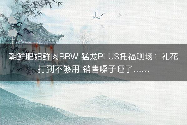 朝鲜肥妇鲜肉BBW 猛龙PLUS托福现场：礼花打到不够用 销售嗓子哑了……