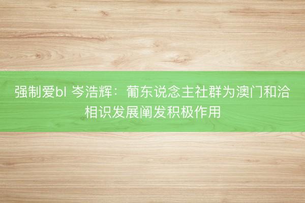 强制爱bl 岑浩辉:葡东说念主社群为澳门和洽相识发展阐发积极作用