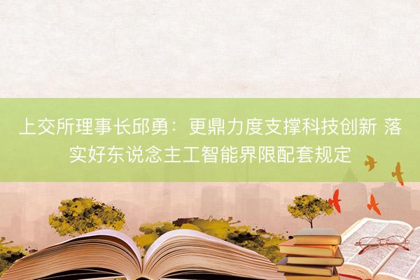 上交所理事长邱勇：更鼎力度支撑科技创新 落实好东说念主工智能界限配套规定