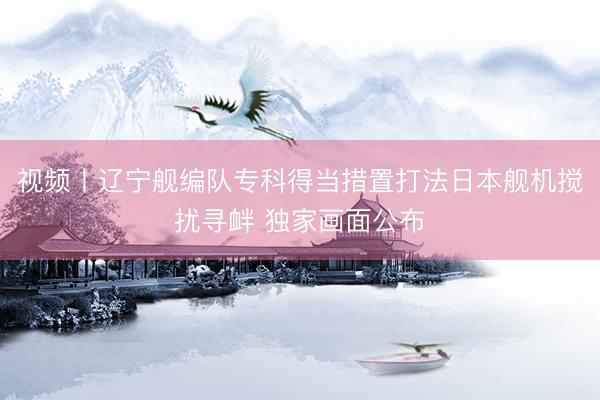 视频丨辽宁舰编队专科得当措置打法日本舰机搅扰寻衅 独家画面公布